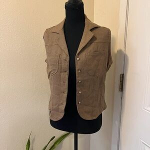 Coldwater Creek Sleeveless Button-Front Tan Vest